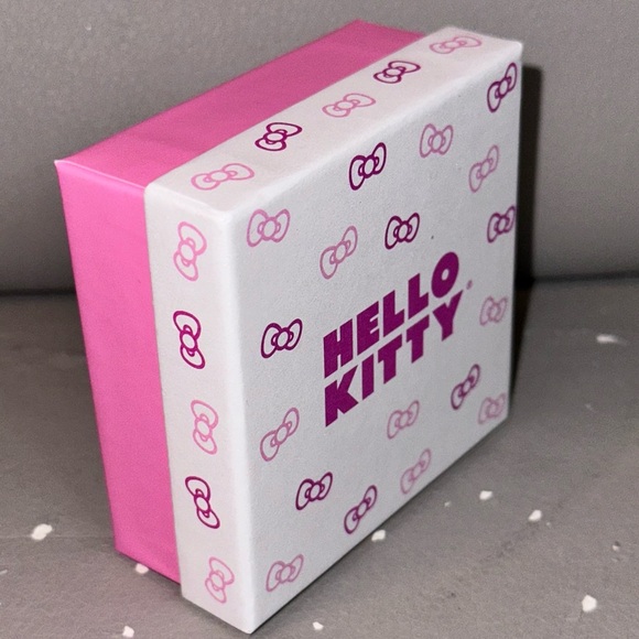 Sanrio Hello Kitty Brass Silver Plate Crystal Necklace and Earrings Set - Picture 3 of 5